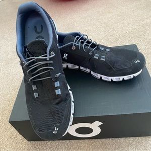 ON running shoes, used, black outside, blue inside, size 10.5